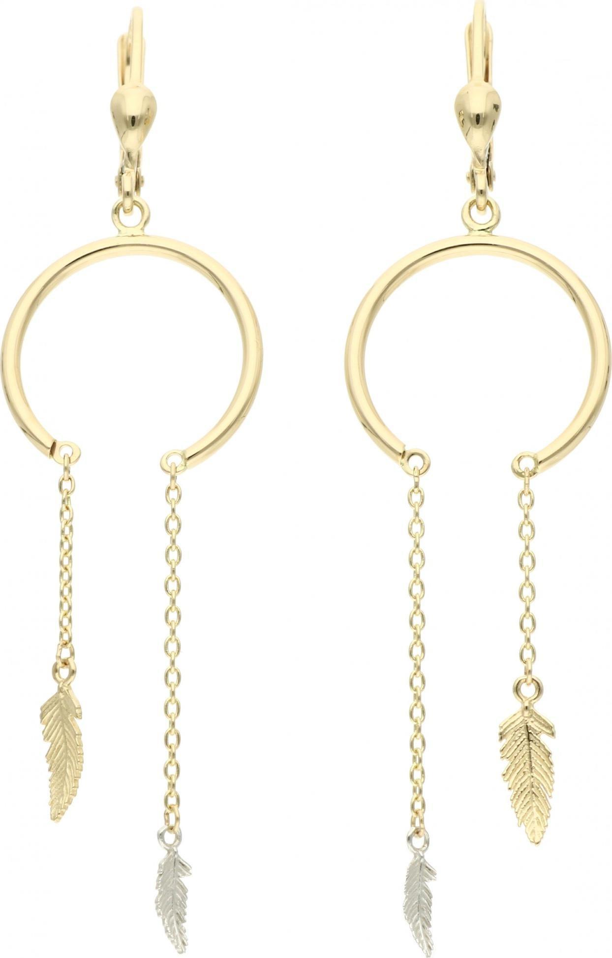 Rosanto Złote kolczyki w stylu boho z piórkami 585 14k