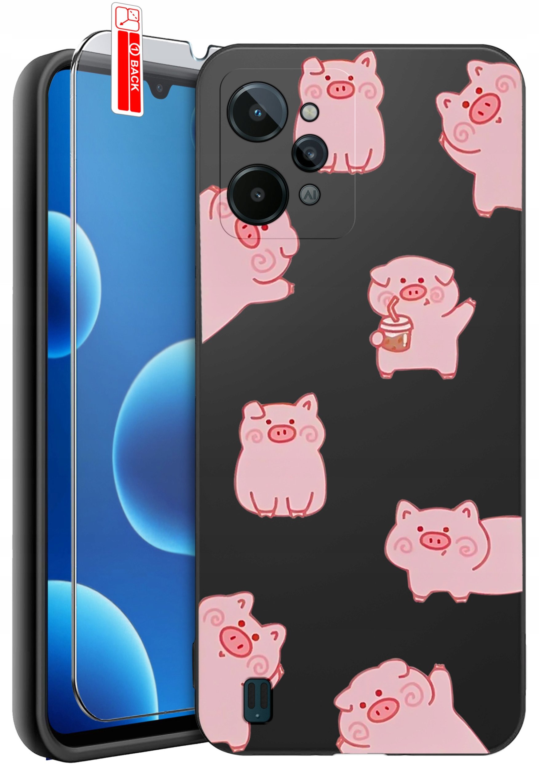 ETUI do Realme C31| WZORY | SILIKONOWE MATT CASE + SZKŁO 9H