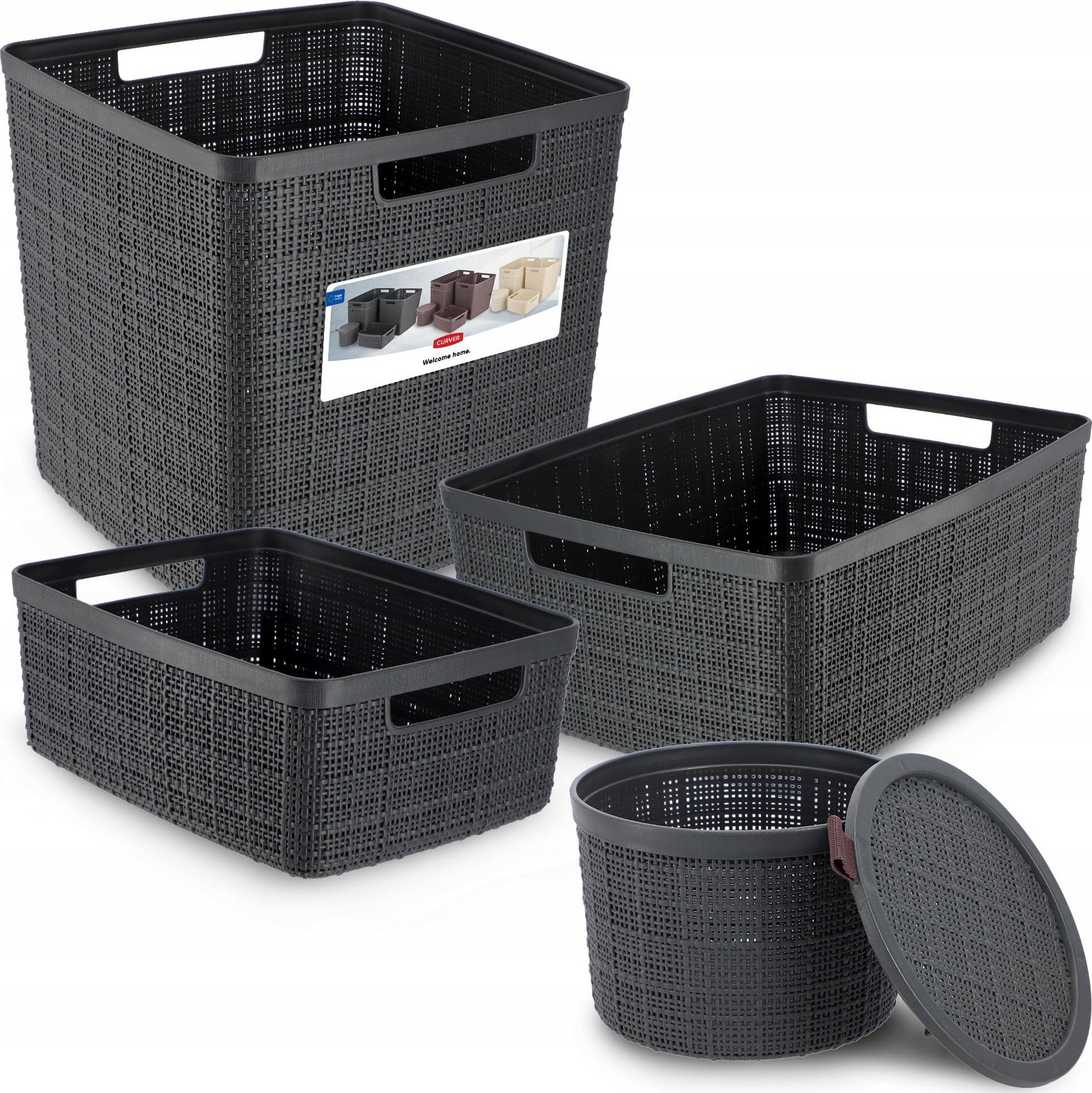 Kadax Curver Zestaw 4 Koszyków Pojemników Organizerów