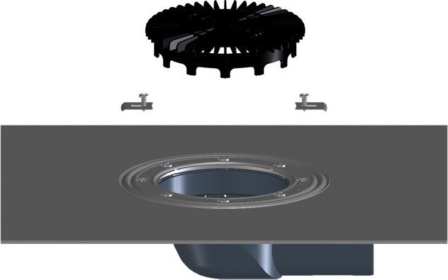 HL Korpus wpustu balkonowo-tarasowego DN75 poziomy z kołnierzem bitumicznym