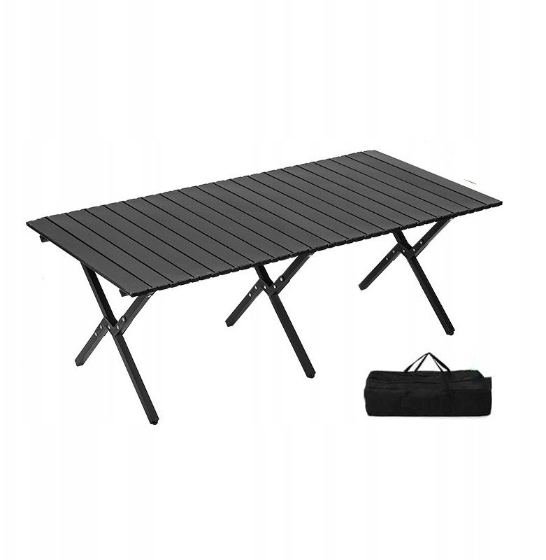 Stół OGRODOWY 120x90cm MOCNY ODPORNY Kempingowy TORBA MOCNY STABILNY CZARNY
