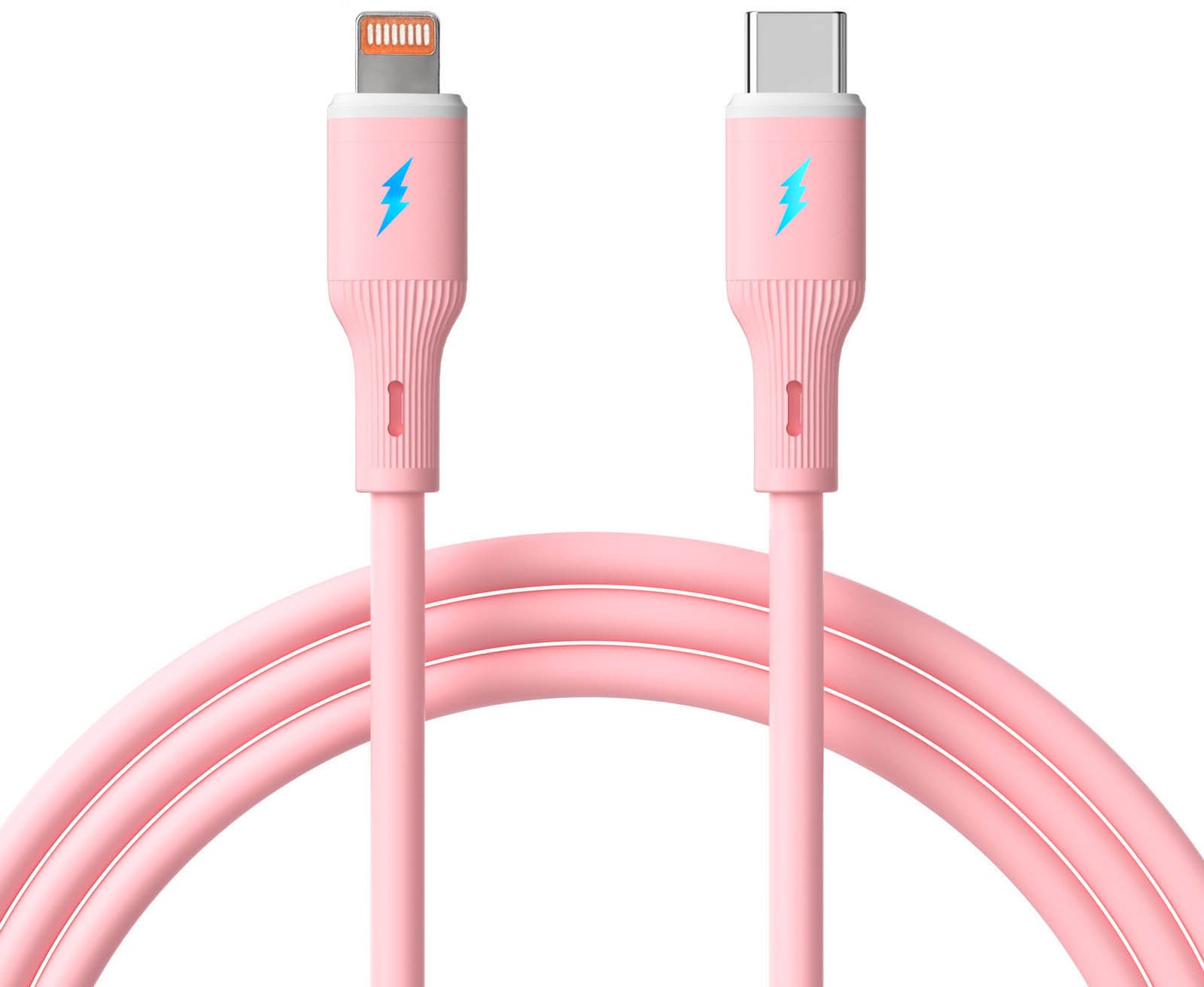Kabel USB type C / Lightning 1m AK-USB-71 30W silikonowy różowy