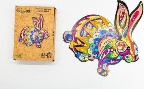 PuzzleOK Puzzle drewniane eko 60 Puszysty królik A4