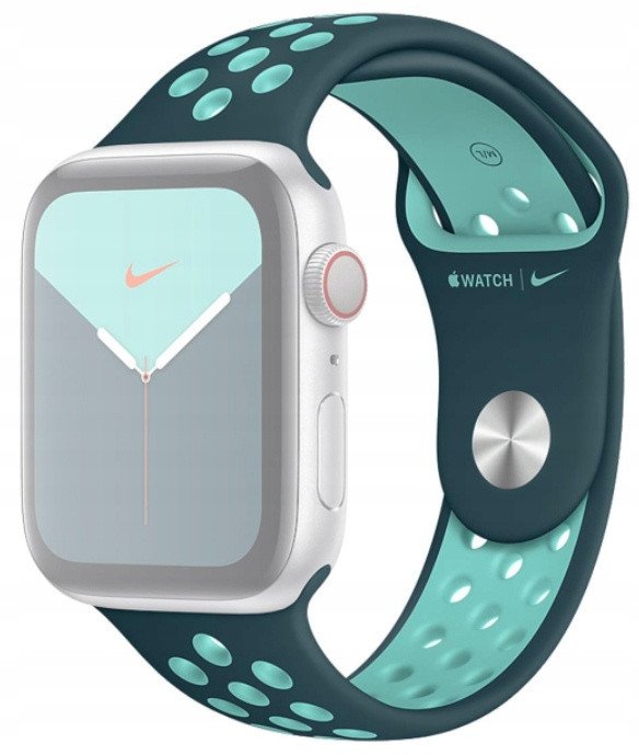 Apple Pasek sportowy Nike w kolorze nocnego turkusu/zielonej zorzy do koperty 44 mm - rozmiar standardowy-MXR12ZM/A