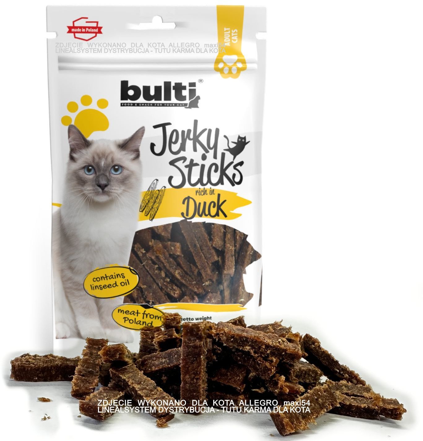 BULTI Jerky Sticks bogate w kaczkę przysmak dla kota 60g