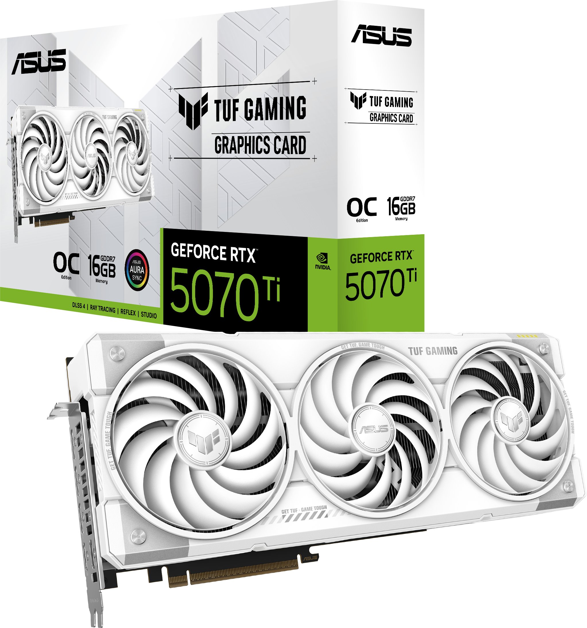 Karta graficzna Asus TUF Gaming GeForce RTX 5070 Ti OC White 16GB GDDR7 DLSS4 (TUF-RTX5070TI-O16G-WHITE-GAMING)