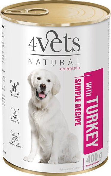 Mokra karma 4Vets Natural dla psa z indykiem puszka 400 g