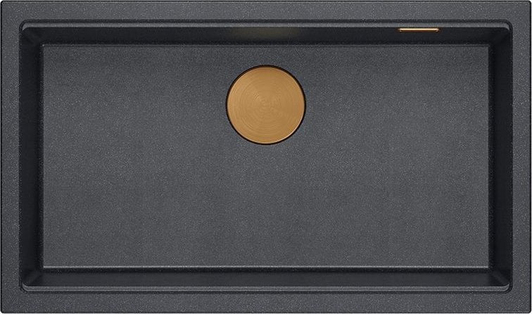 Zlewozmywak GraniteQ LOGAN 110 GraniteQ zlewozmywak black diamond 76x44x23,5 cm 1-komorowy wpuszczany z syfonem manualnym miedziany