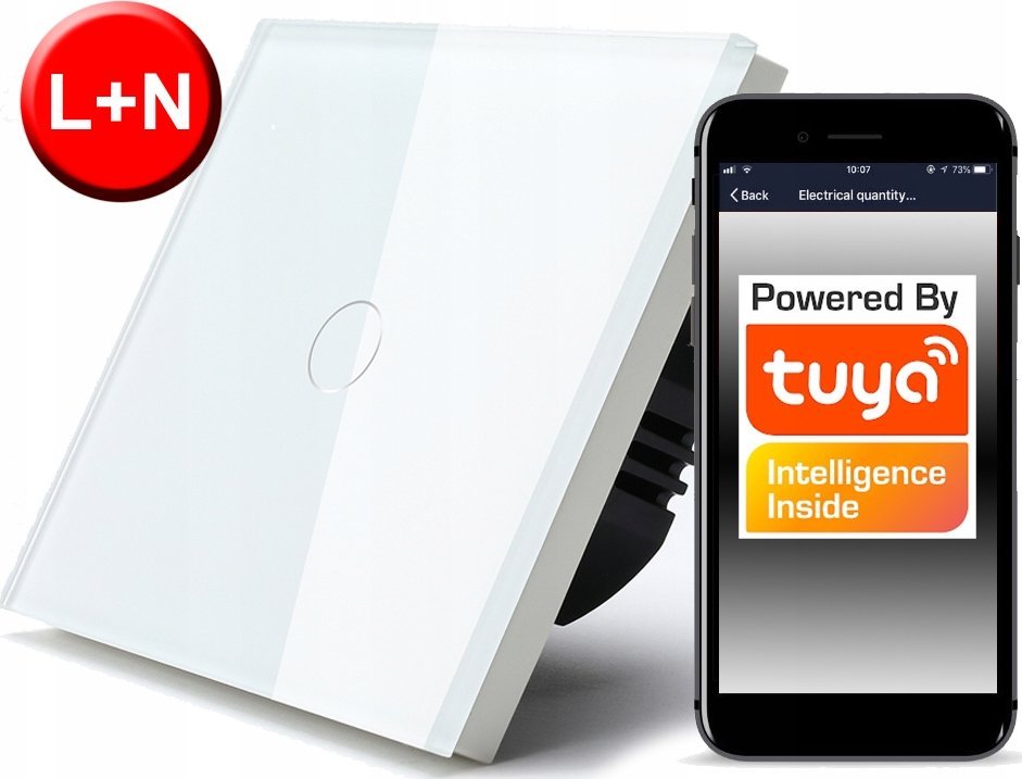 Włącznik Dotykowy WiFi TUYA 1obw. biały # L+N