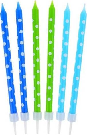 GoDan Świeczki urodzinowe w grochy dla chłopców - 24 szt. uniwersalny