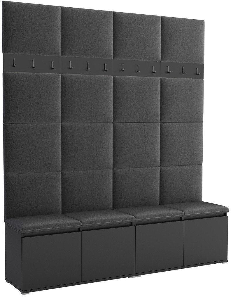 Tapicerowana garderoba Noris II - kolor czarny + tkanina Trinity 15