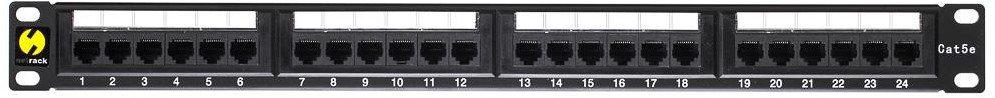 NetRack Patch panel 19'' 24-porty Kat. 5e UTP Czarny (104-05)