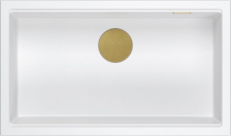 Zlewozmywak GraniteQ LOGAN 110 GraniteQ zlewozmywak snow white 76x44x23,5 cm 1-komorowy wpuszczany z syfonem manualnym złoty