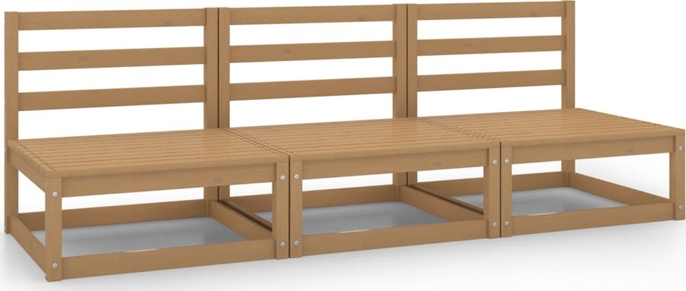 vidaXL Ogrodowe siedziska środkowe, 3 szt., miodowy brąz, lita sosna