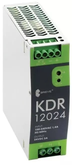 Zasilacz impulsowy KDR 12024 230/ 24VDC 5A 120W na szynę DIN, Uzas: 88-264VACVAC, Ta70, 17000-1815