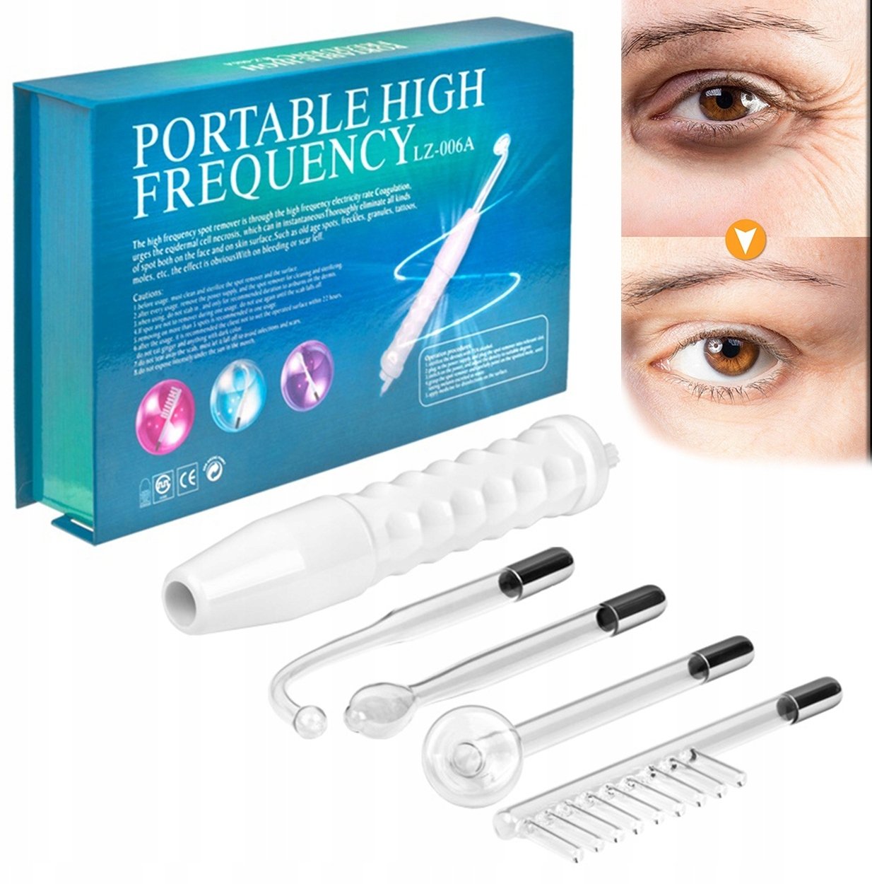 DARSONVAL DERMA WAND 4 Peloty Pielęgnacja elektrody do twarzy włosów ciała