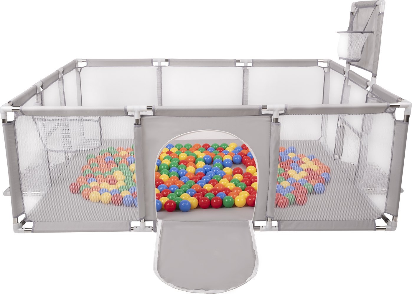 Selonis Selonis Boisko BO-100X z piłeczkami 6cm szary: żółty-zielony-niebieski-czerwony-pomarańcz 180x122x62/100piłek Zabawka kojec