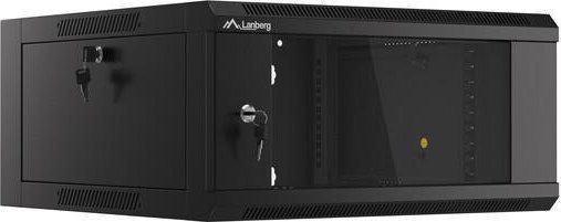 Szafa Lanberg SZAFA INSTALACYJNA RACK WISZĄCA 19" 4U 600 CZARNA DRZWI SZKLANE (ZŁOŻONA)