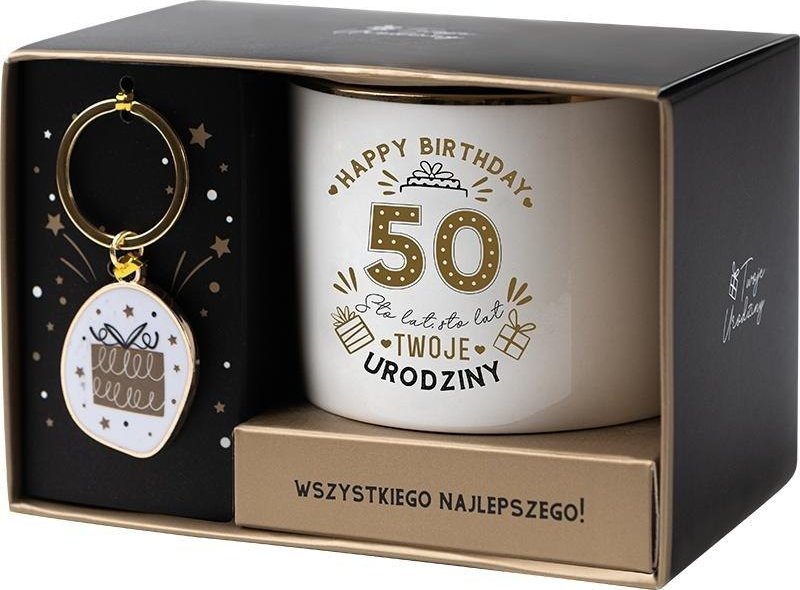 Zestaw prezentowy na 50 urodziny biało-złoty