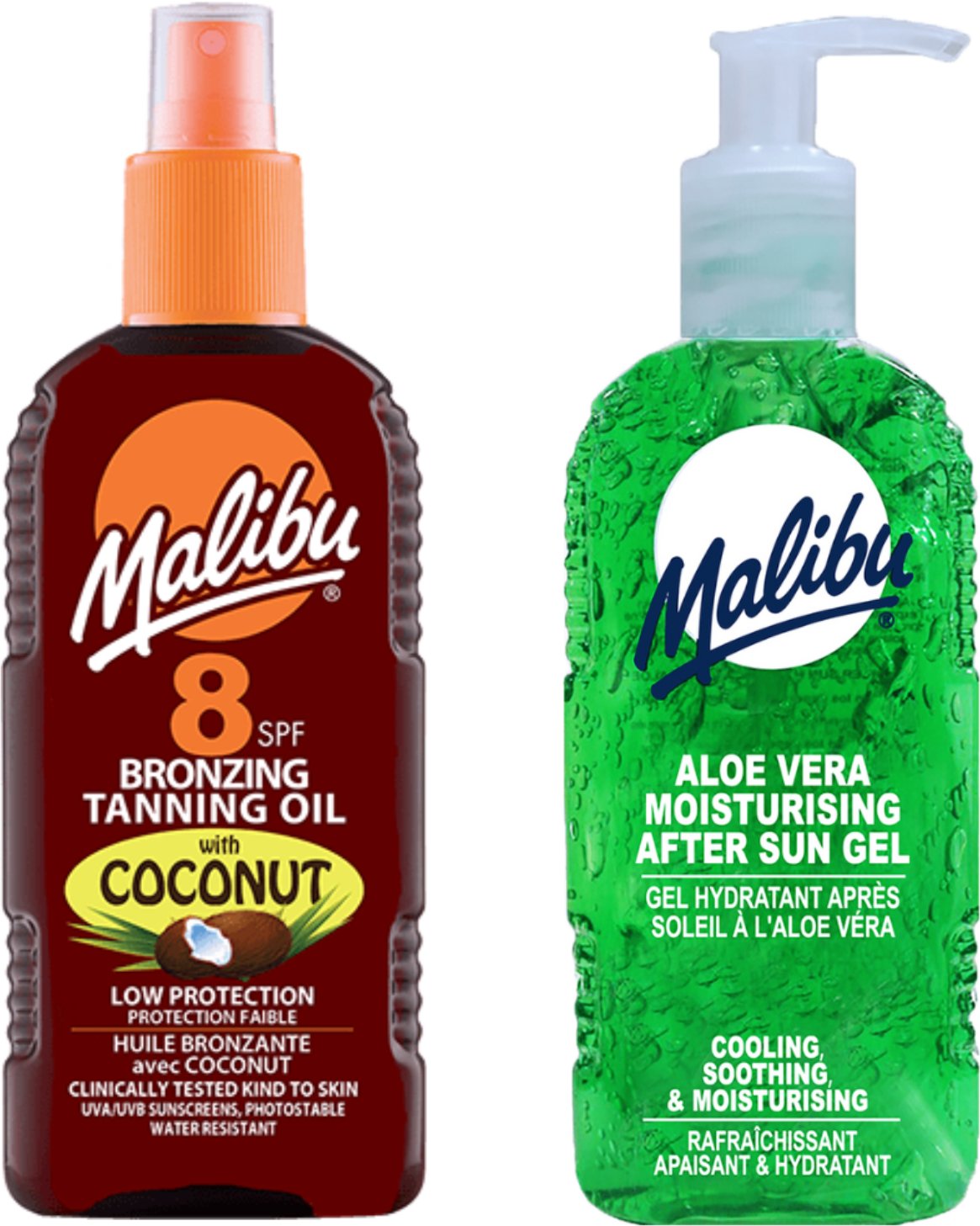 Malibu Olejek Z Kokosem SPF8 200ml + Aloe Żel Po Opalaniu 200ml