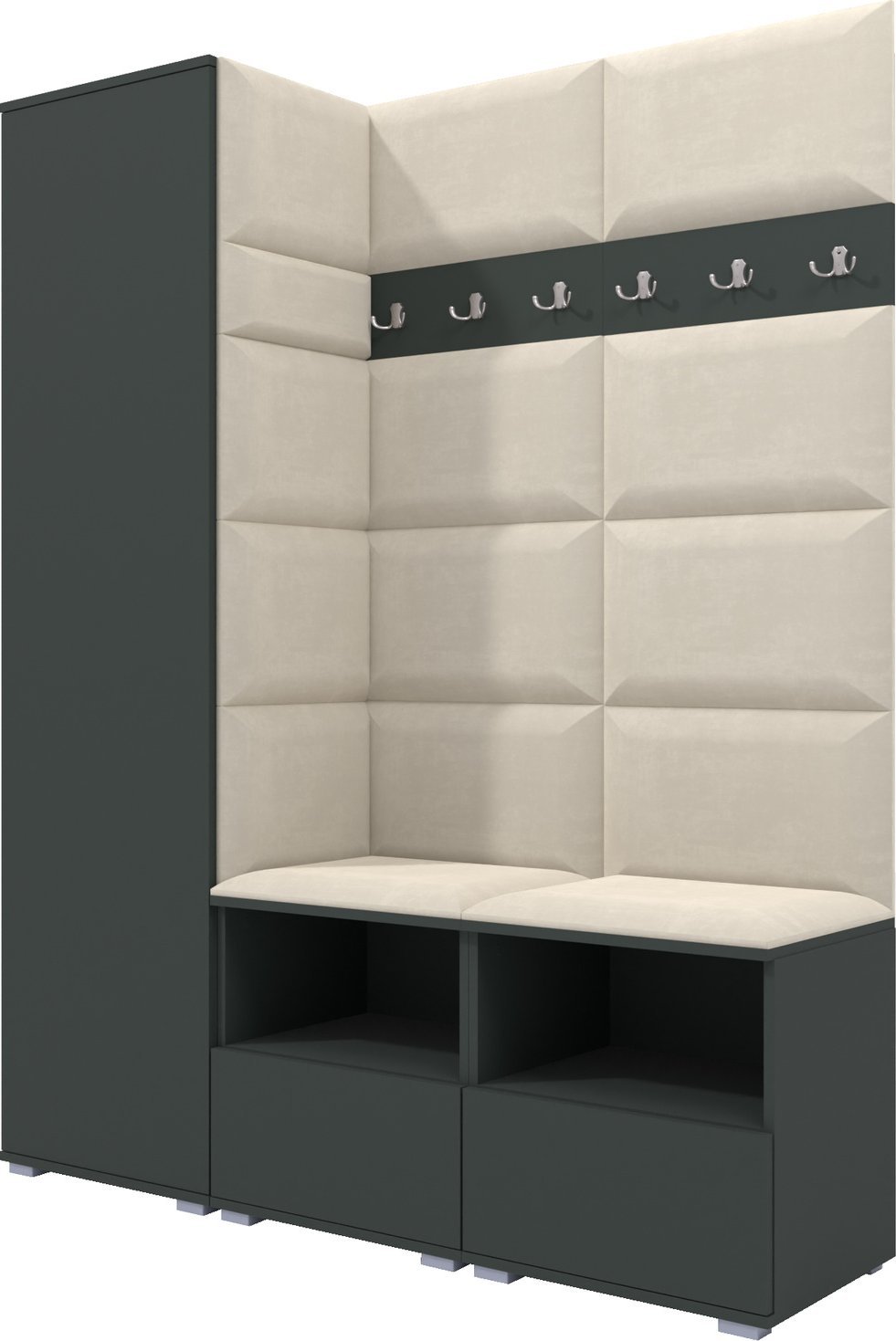 Ravio Tapicerowana garderoba Nela II - kolor grafit + tkanina Trinity 01