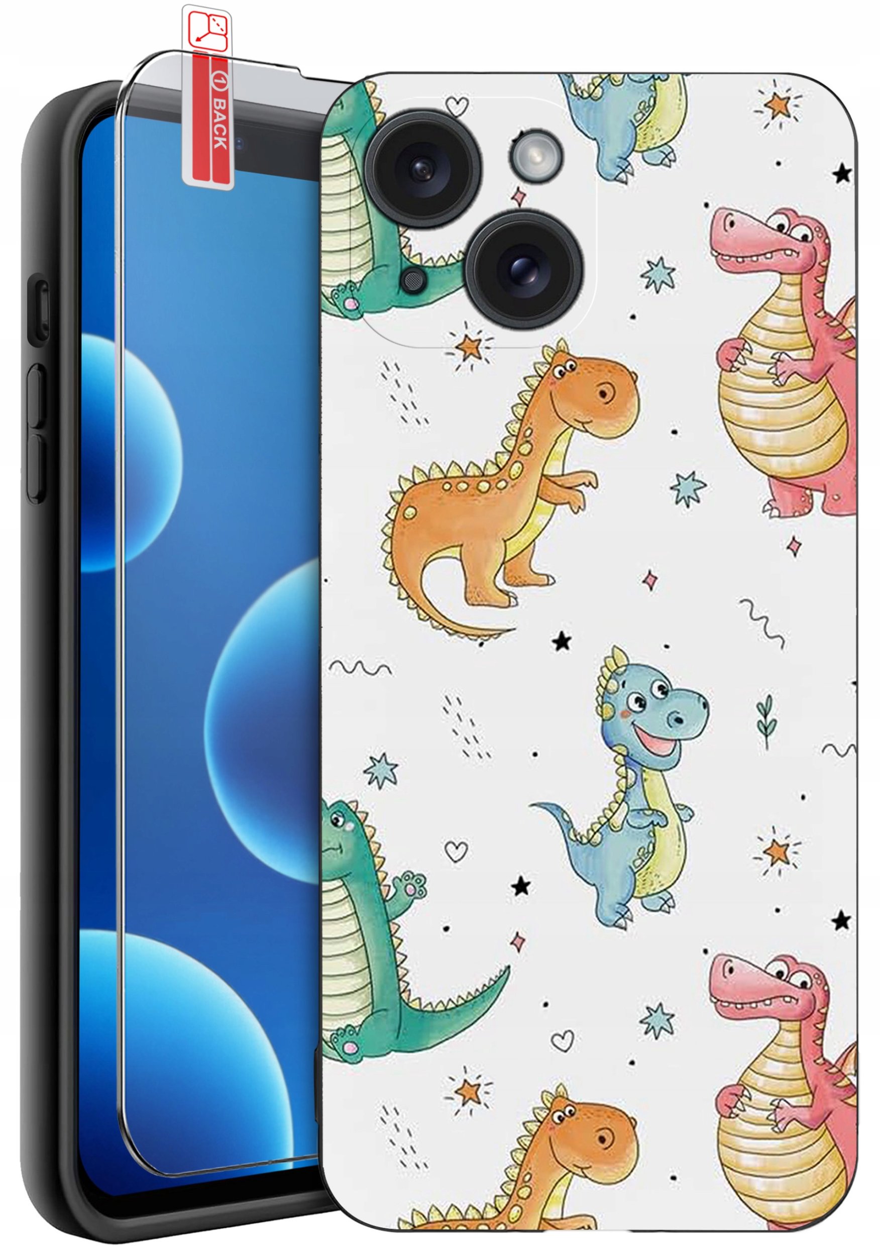 ETUI do iPhone 13 | 14 | WZORY | SILIKONOWE MATT CASE + SZKŁO 9H