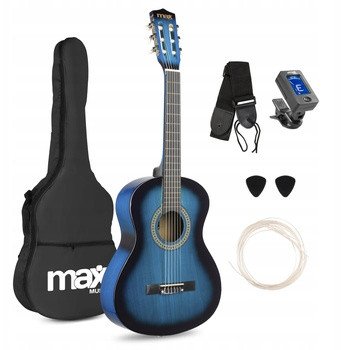 Gitara klasyczna 3/4 dla dziecka młodzieżowa SoloArt Max niebieska+ akcesoria one size