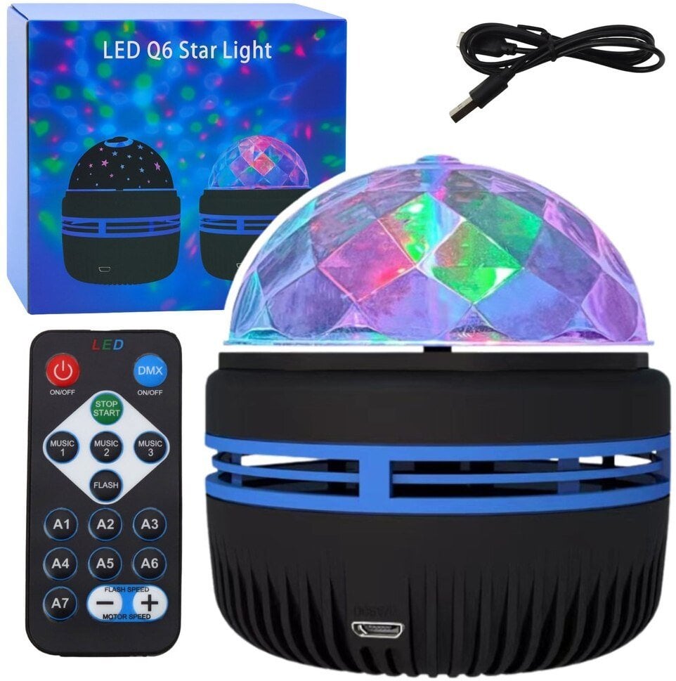 Projektor Kula Lampka Nocna Kolorowe Światła LED Pilot 360°
