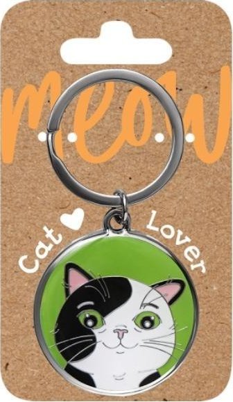 Brelok dla kociarzy - czarno-biały kot