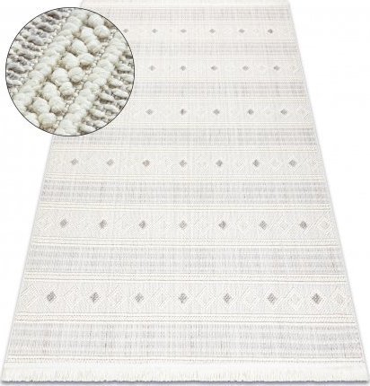 Dywany Łuszczów Dywan NANO FH69A Romby, pętelkowy, płasko tkany biały / szary, 80x150 cm