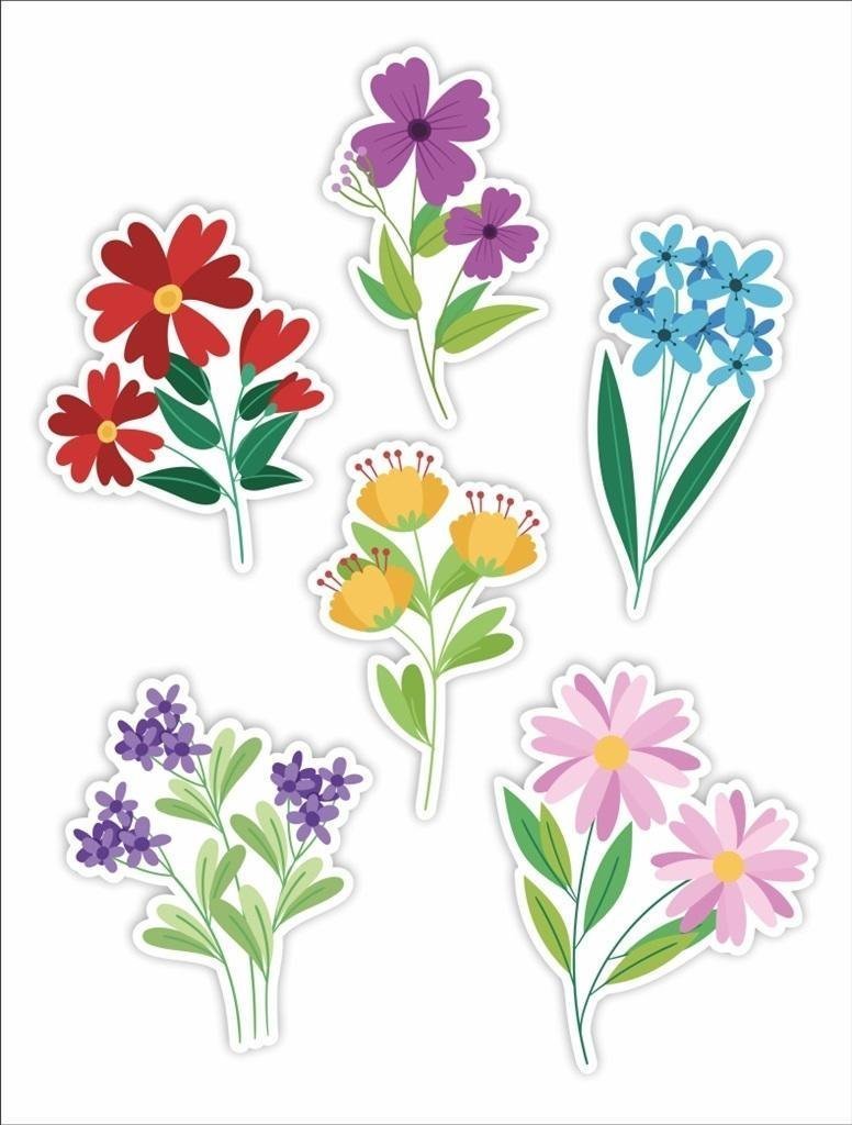 LearnHow Dekoracje okienne dwustronne - Kwiaty 02 6szt