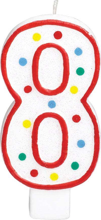 AMSCAN Świeczka cyferka w kropeczki osiem 8 - 13 cm - 1 szt. uniwersalny