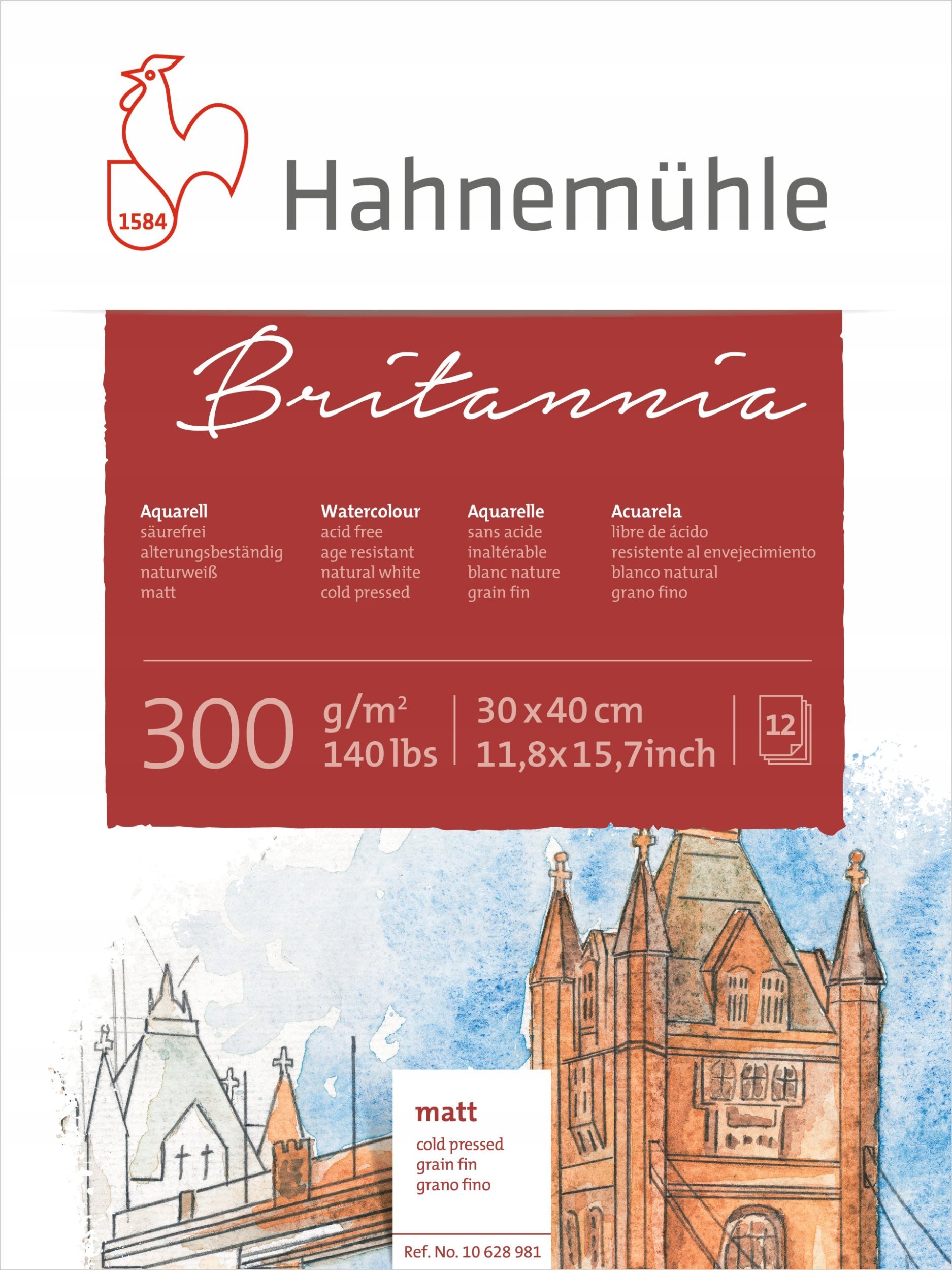 Hahnemühle Hahnemühle Britannia Watercolour cold pressed 30x40cm 300g 12 sh.