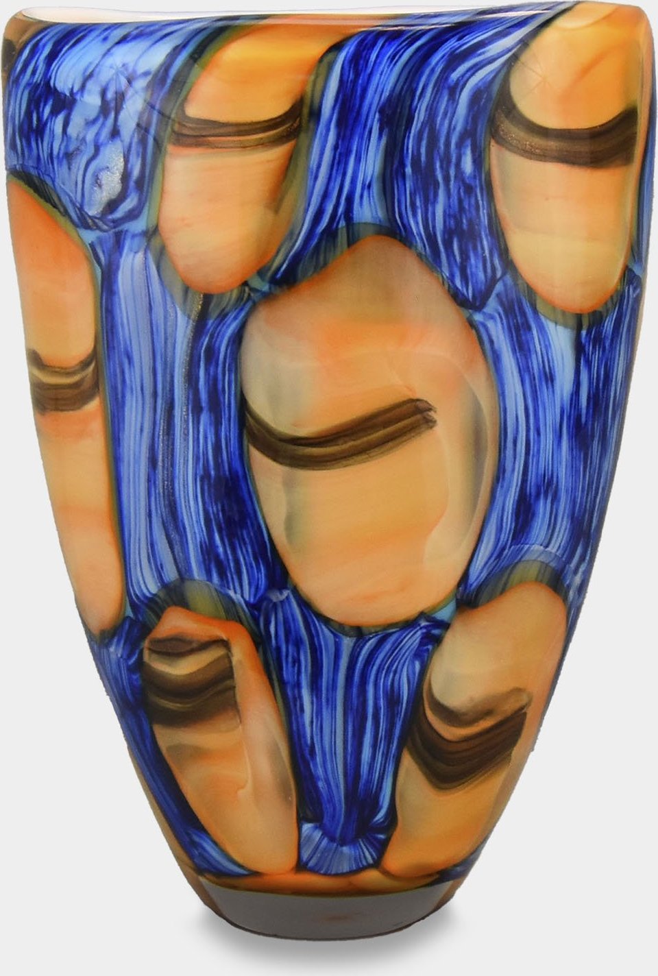 rzezbyzbrazu Wazon Szklany w Stylu Murano Niebiesko Pomarańczowy