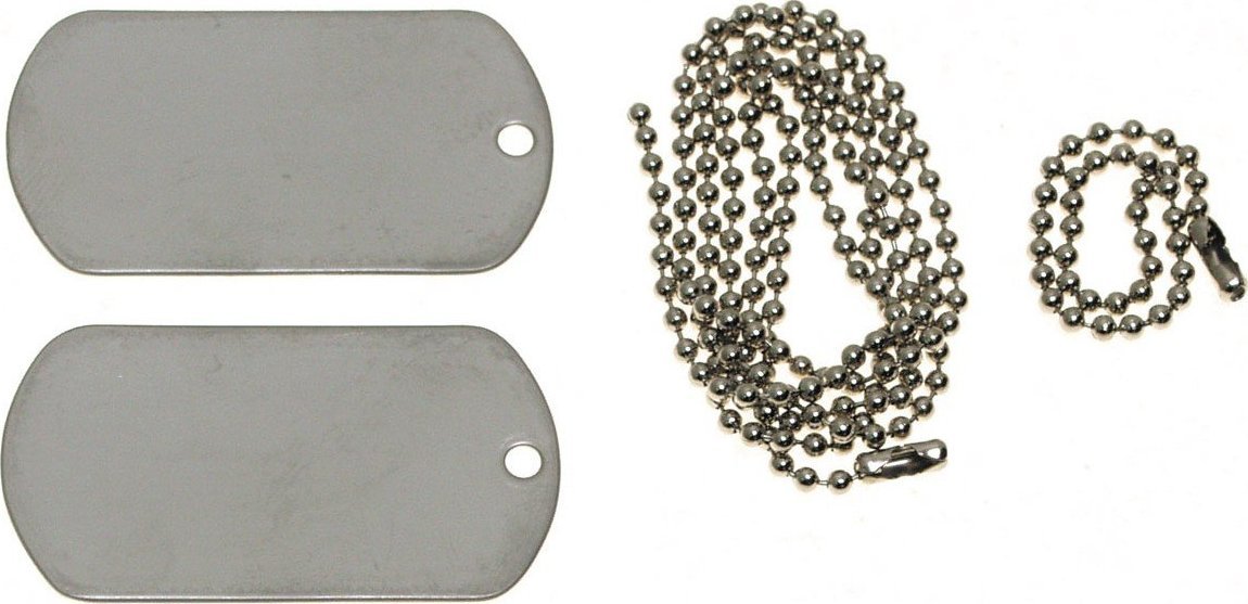 MFH Nieśmiertelnik US z łańcuszkami, stal nierdzewna szary