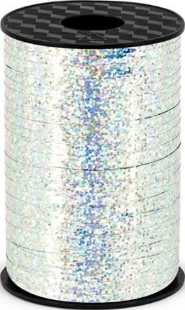Party Deco Wstążka plastikowa holograficzna srebrna, 5 mm uniwersalny