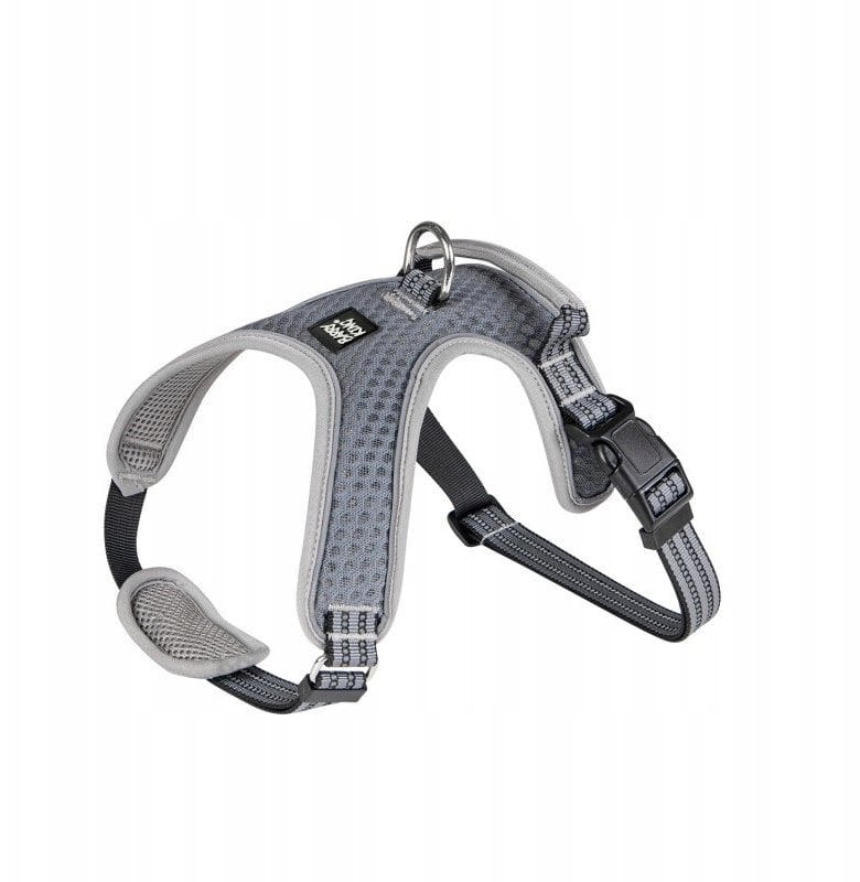 Szelki, dla psa, szare, odblaskowe, rozmiar L, podkładka pod szyję, ob.szyi 50-66cm/ob.klatki 57-87cm