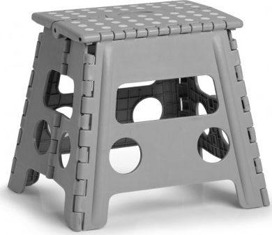 Zeller Składany stołek, plastikowy, szary, 37 x 30 x 32 cm