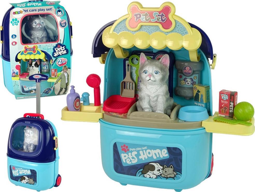 Lean Sport Zestaw Salon Piękności Dla Kota Zwierzak w Walizce Plecak Niebieski