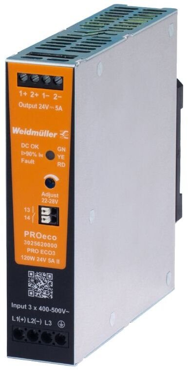 Weidmuller Zasilacz impulsowy trójfazowy 400-500V AC / 24V DC 120W 5A PRO ECO3* gen2 3025620000