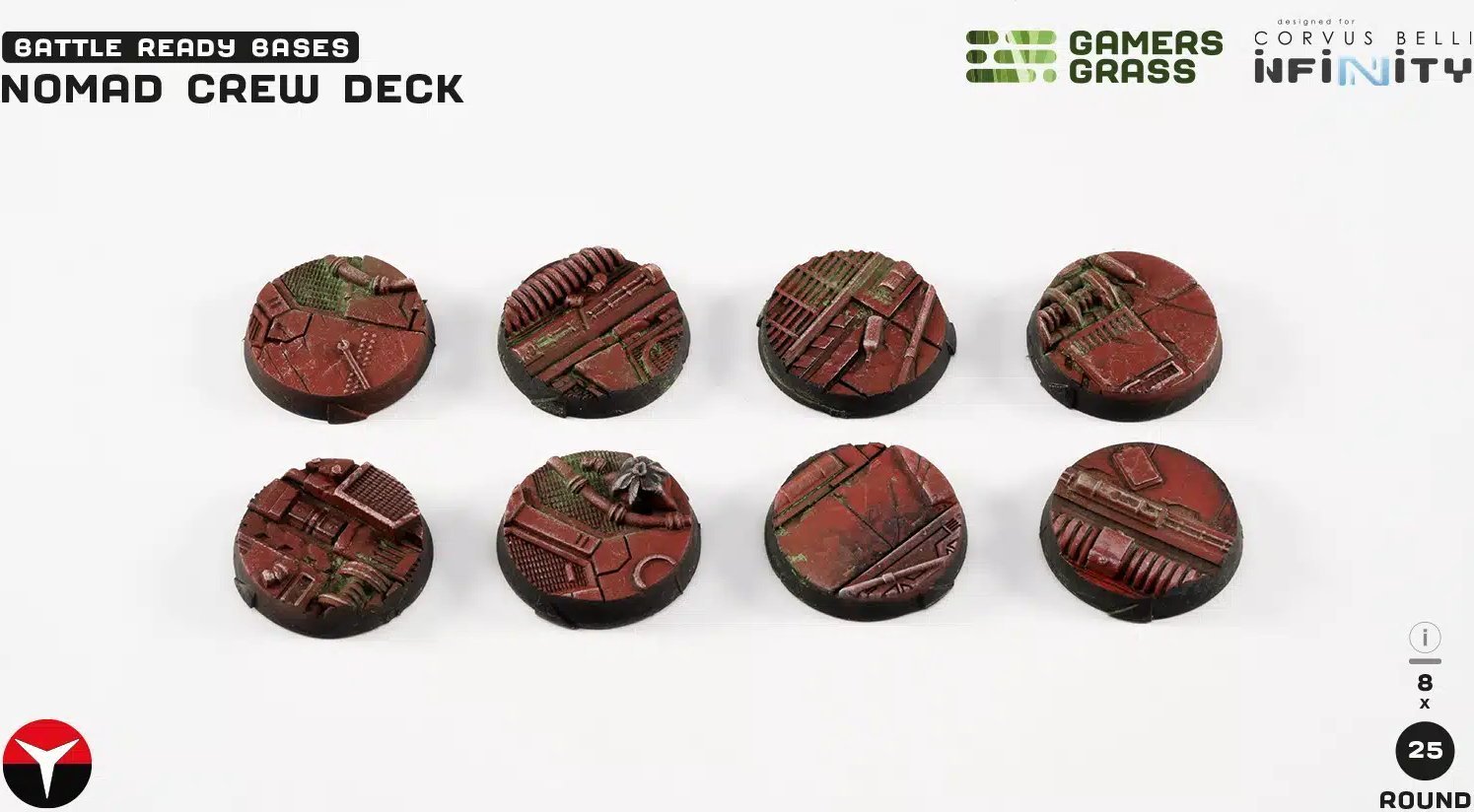 Gamers Grass Gamers Grass: infinity - Nomad Crew Deck - Round 25mm (8x)