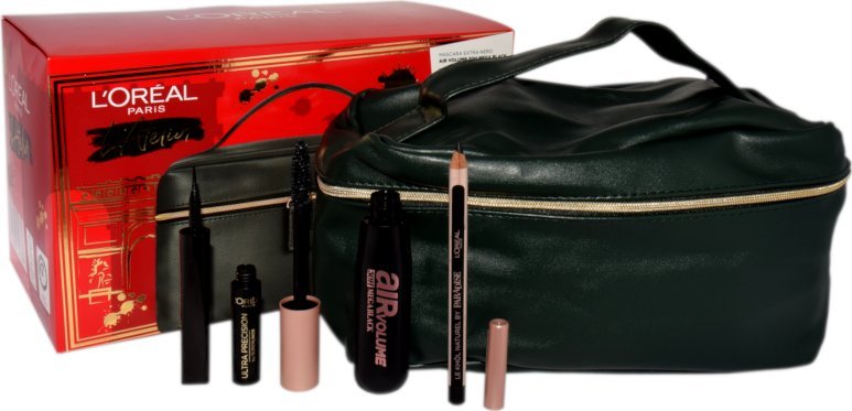 L OREAL L~OREAL SET (MASCARA BLACK AIR VOLUME 30 H MEGA BLACK+ LE KHOL MIDNIGHT BLACK 101 + SUPERLINER BLACK + KOSMETYCZKA)