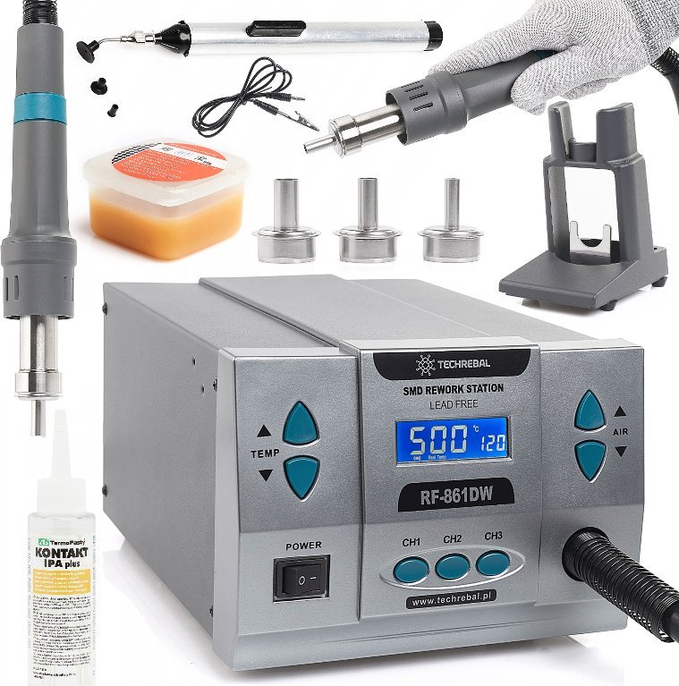 Precyzyjna Stacja Lutownicza Hot-Air Techrebal RD-861DW 1000W Zestaw Flux