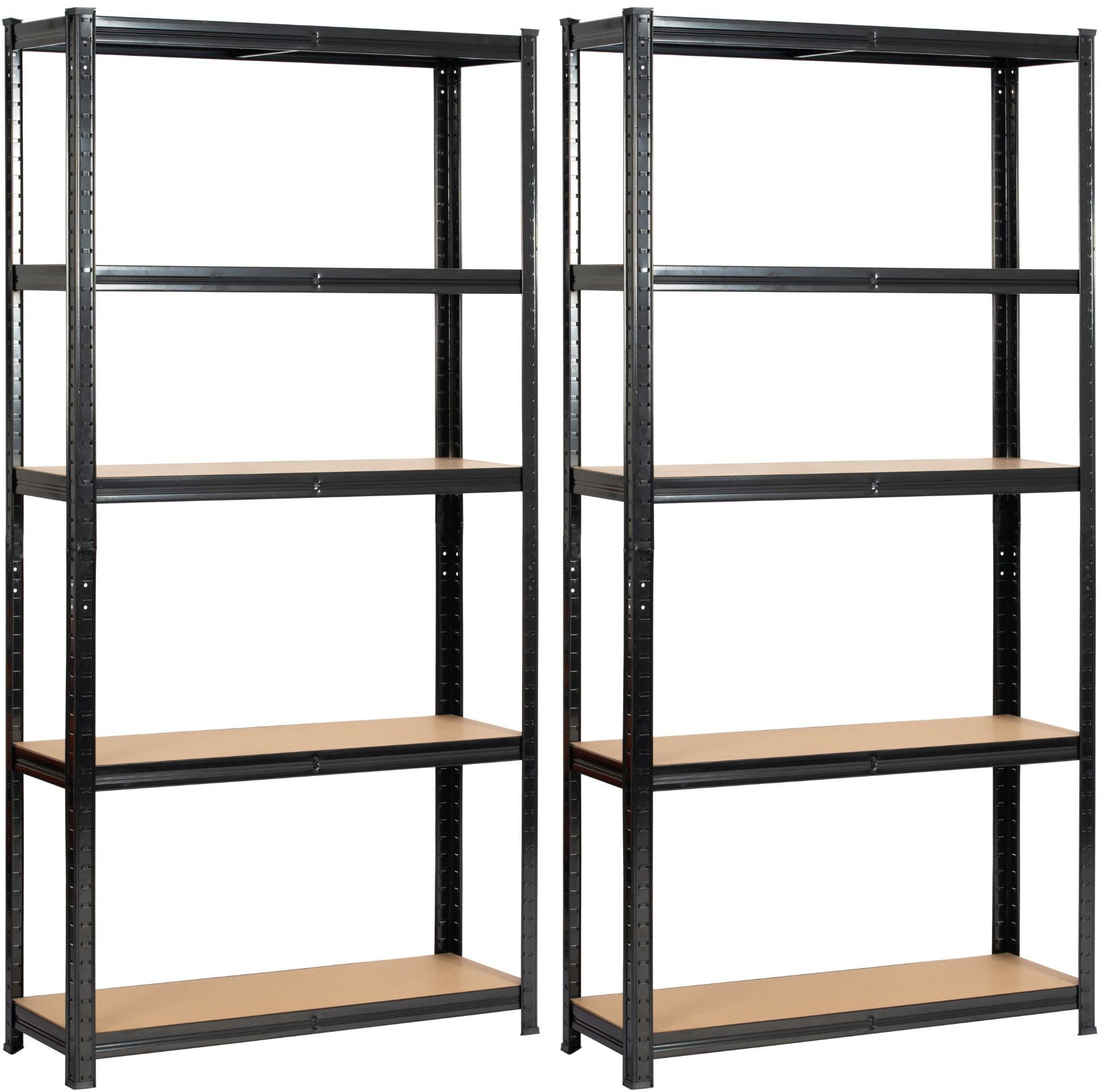 Fancy Garden Regał metalowy magazynowy warsztatowy do garażu piwnicy zestaw 2 szt. 90x30x180 cm - czarny