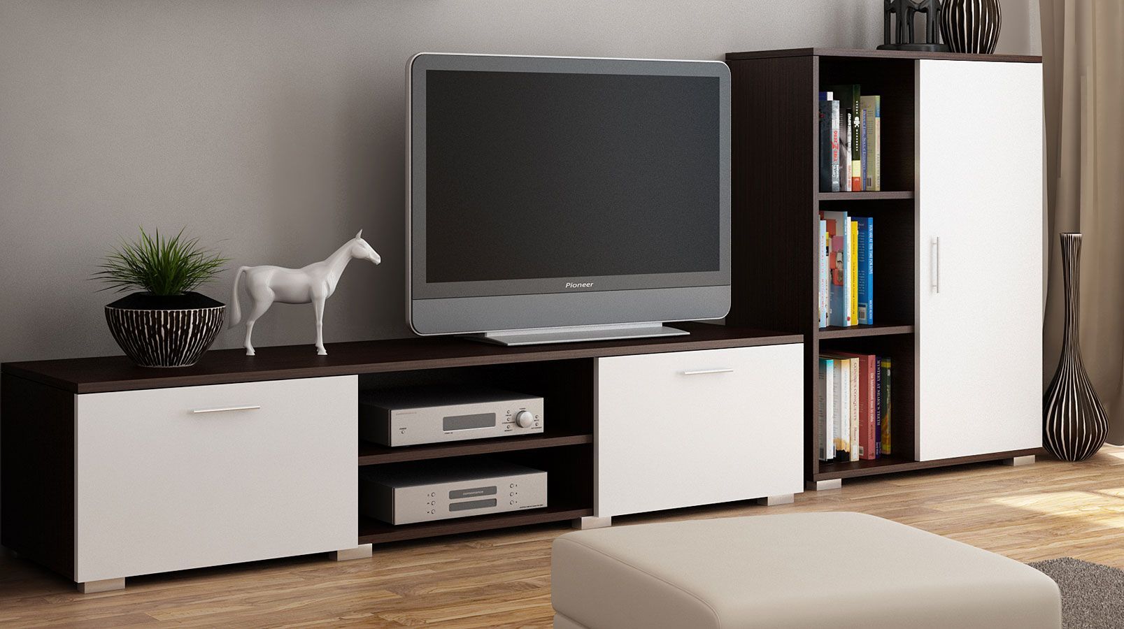 Elior Szafka RTV Pixelo - biała + wenge