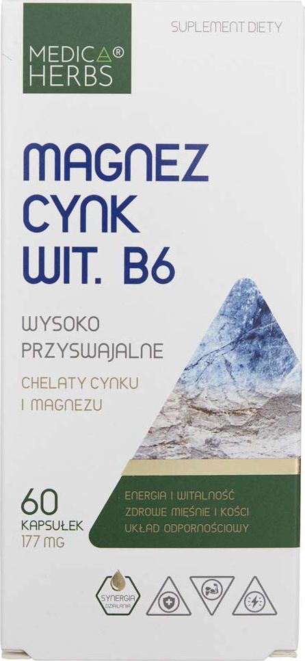 Medica Herbs Medica Herbs Magnez Cynk Witamina B6 - 60 kapsułek