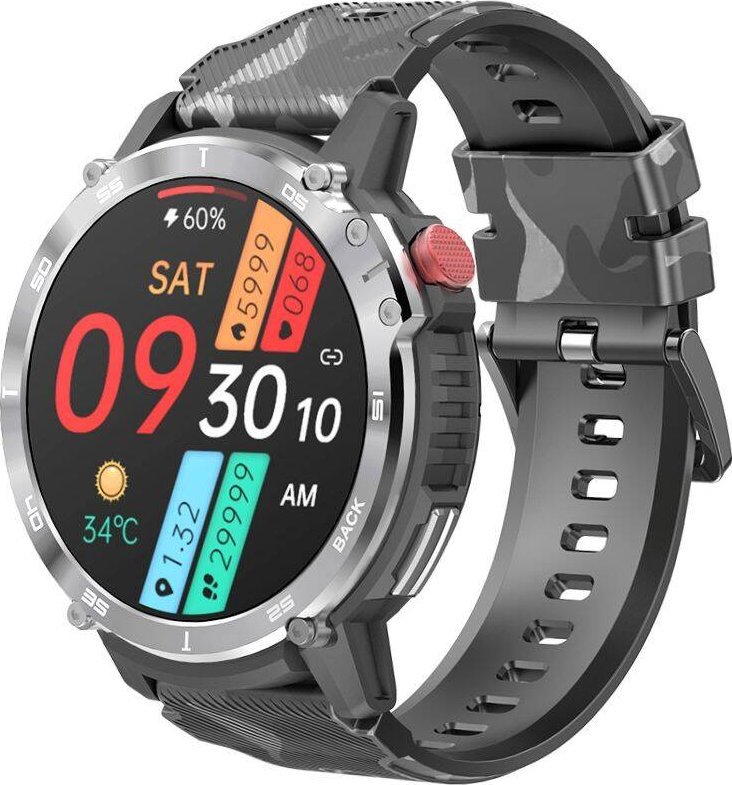 Smartwatch Rubicon RNCF08 Silver Czarno-brązowy