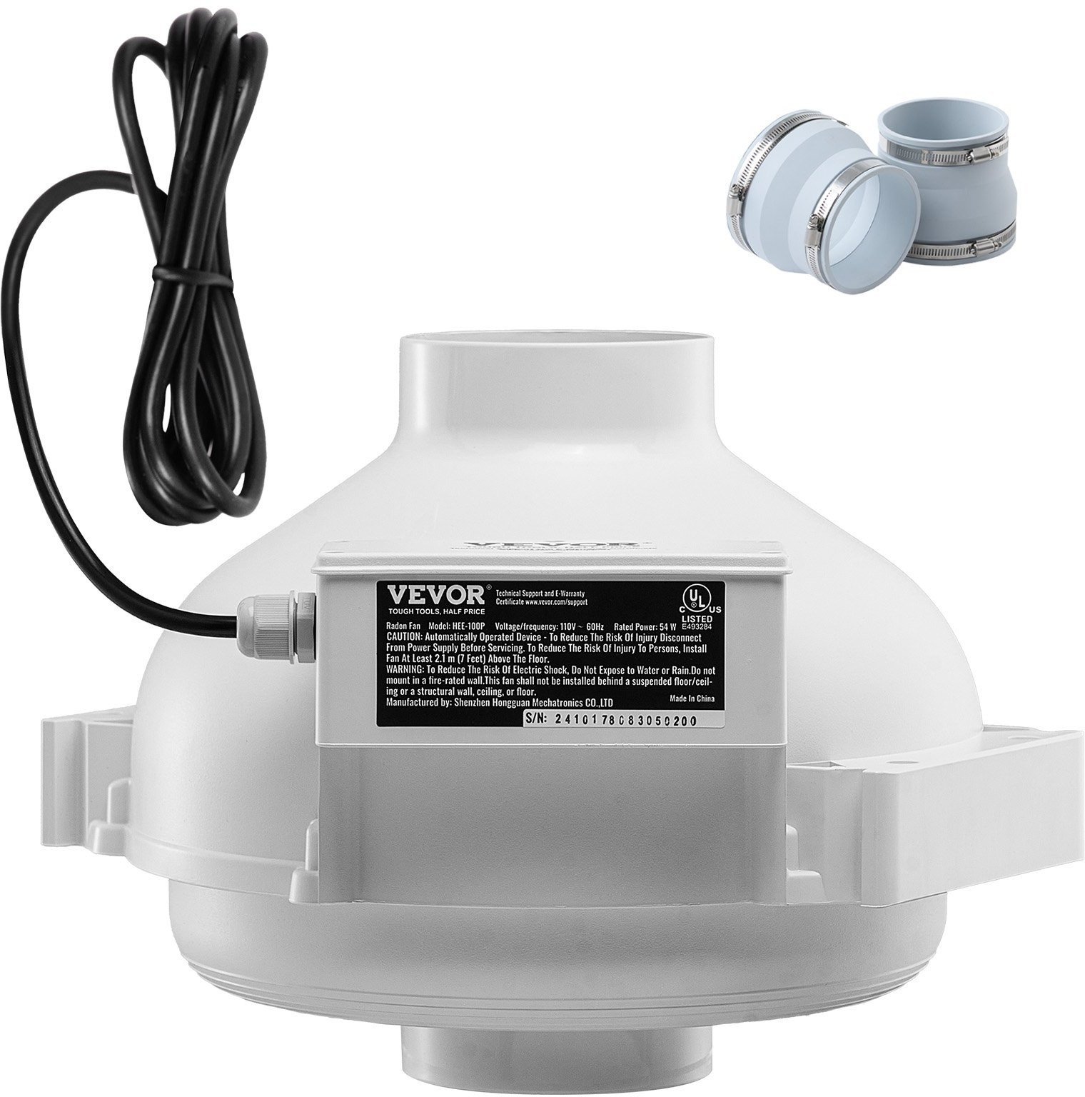 System wentylatorów do ograniczania radonu 98-114 mm z Łącznikami