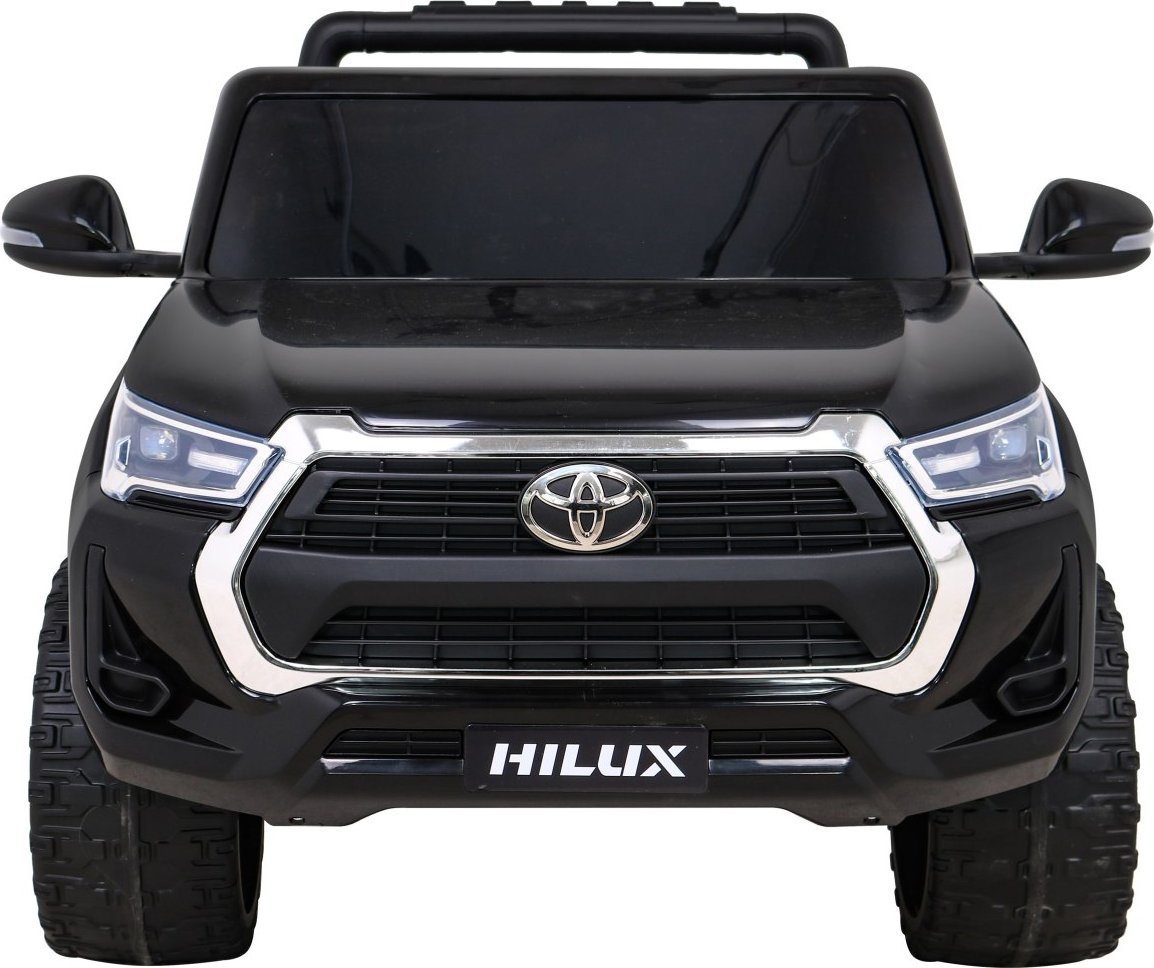 Toyota Hilux na akumulator dla dzieci Czarny + Napęd 4x4 + Pilot + 2 bagażniki + Radio MP3 + LED