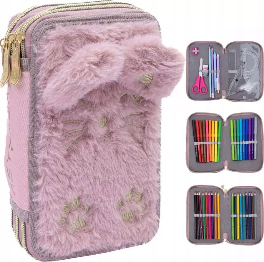 Piórnik Astra Piórnik potrójny z wyp Astrabag Fluffy Kitty ASTRA